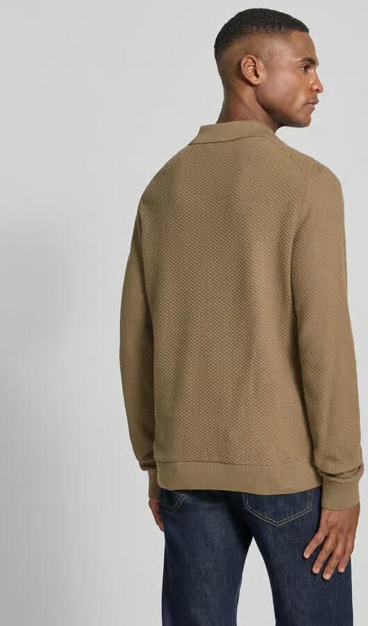 Lindbergh Gebreide pullover met structuurmotief en platte kraag
