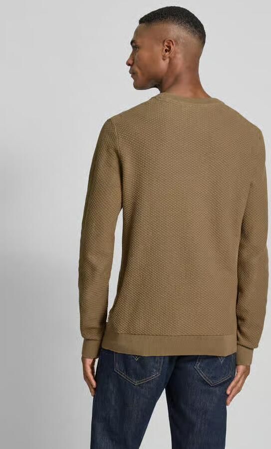 Lindbergh Gebreide pullover met structuurmotief en ronde hals