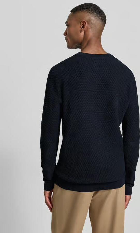 Lindbergh Gebreide pullover met structuurmotief en ronde hals