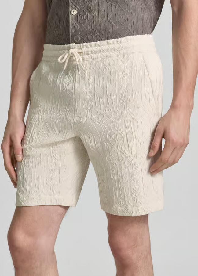 Lindbergh Korte broek van viscosemix met structuurpatroon en elastische band