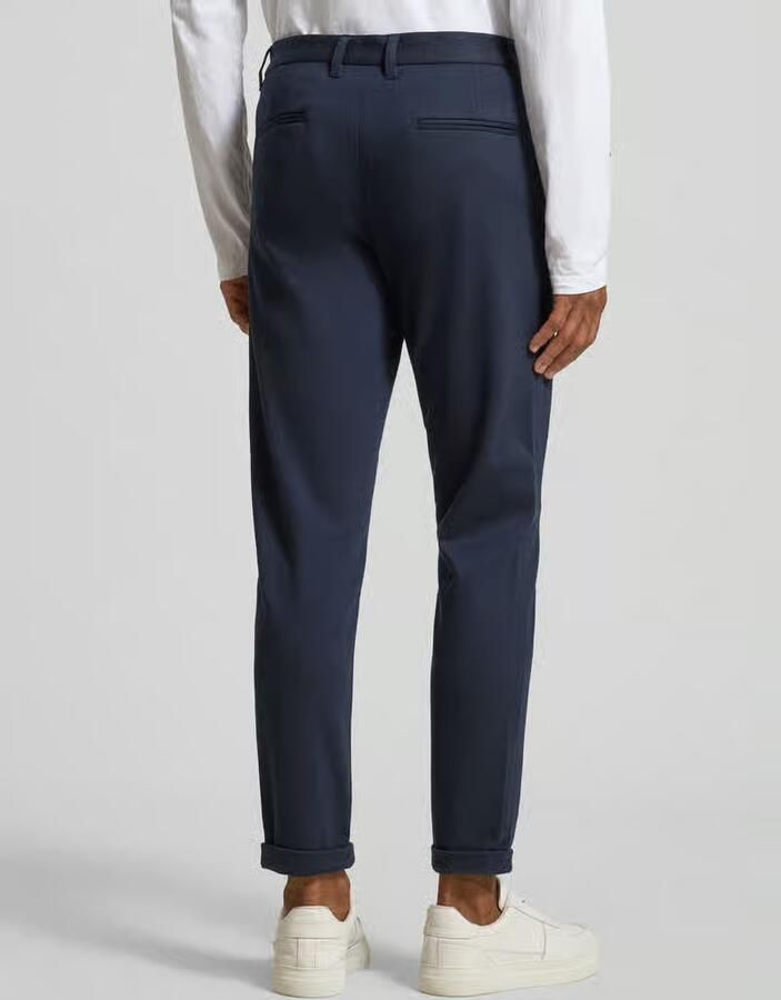 Lindbergh Slim fit stoffen broek met omgeslagen broekspijpen