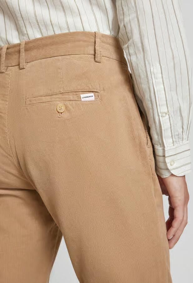 Lindbergh Regular fit corduroy broek met riemlussen