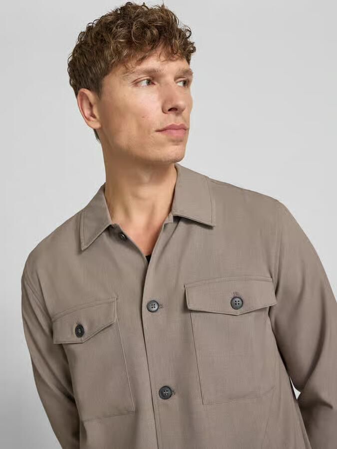 Lindbergh Relaxed fit overhemdjack met Kentkraag en borstzakken - Foto 5
