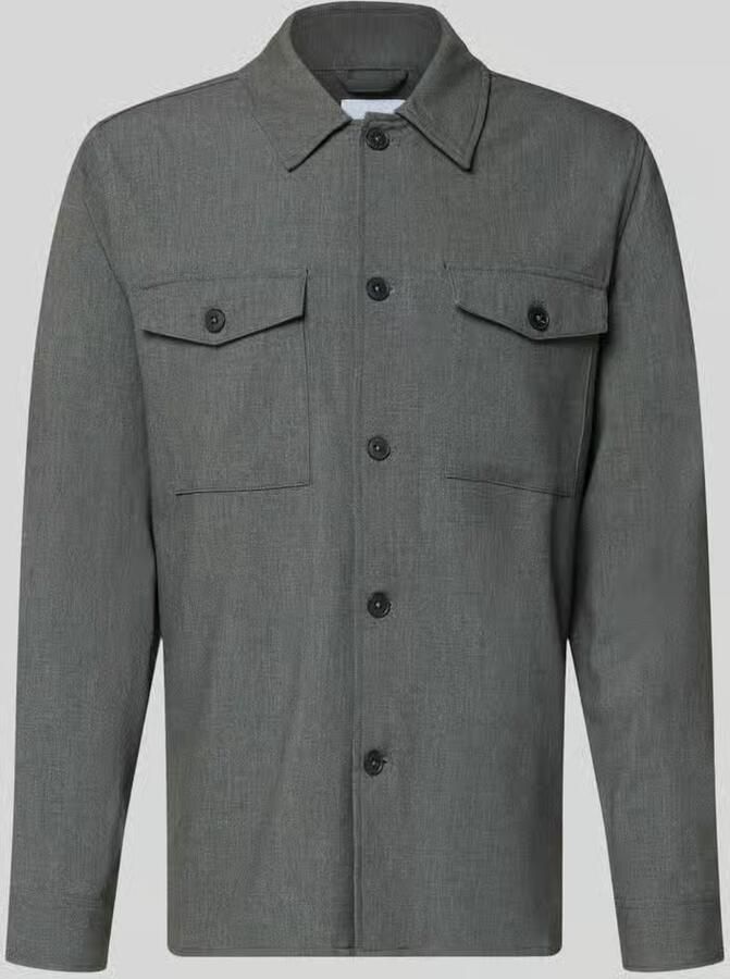 Lindbergh Relaxed fit overhemdjack met Kentkraag en borstzakken