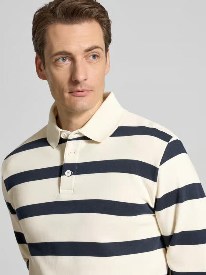 Lindbergh Relaxed fit Poloshirt met streepmotief