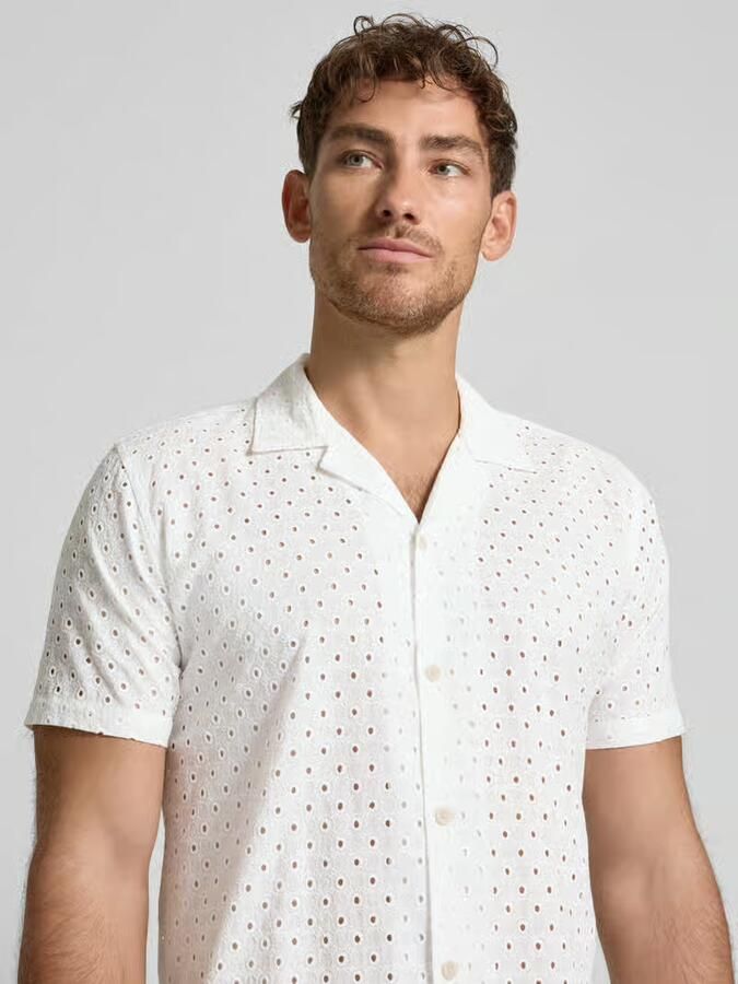 Lindbergh Relaxed fit vrijetijdsoverhemd met broderie anglaise