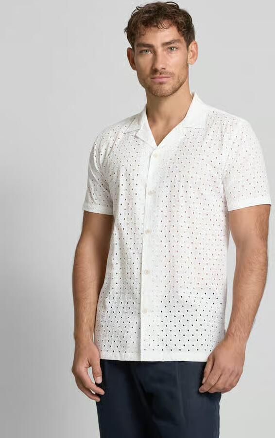 Lindbergh Relaxed fit vrijetijdsoverhemd met broderie anglaise - Foto 4