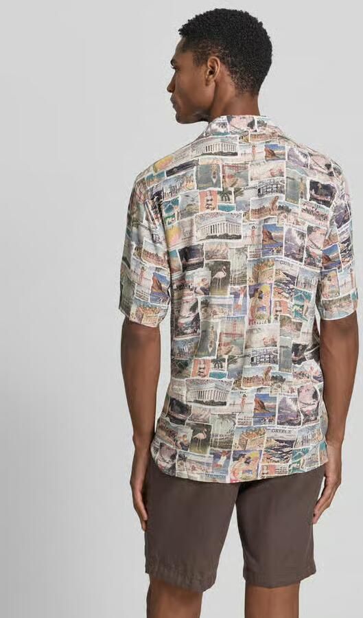 Lindbergh relaxed fit vrijetijdsoverhemd van viscose met reverskraag