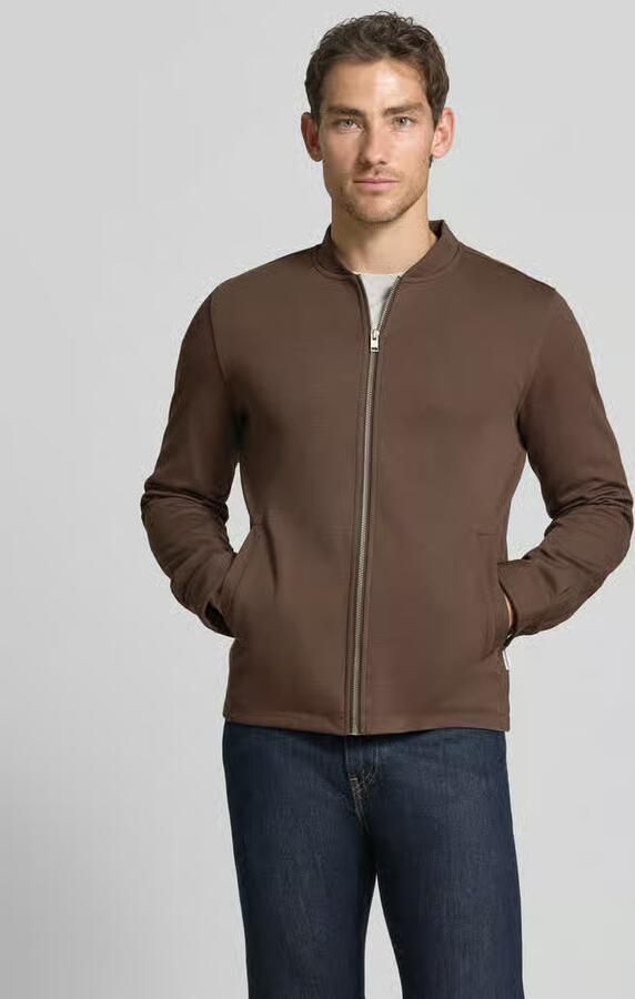 Lindbergh Slim fit sweatjack met opstaande kraag - Foto 3