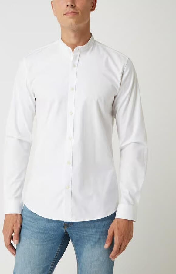 Lindbergh Slim fit vrijetijdsoverhemd met opstaande kraag model 'Oxford'