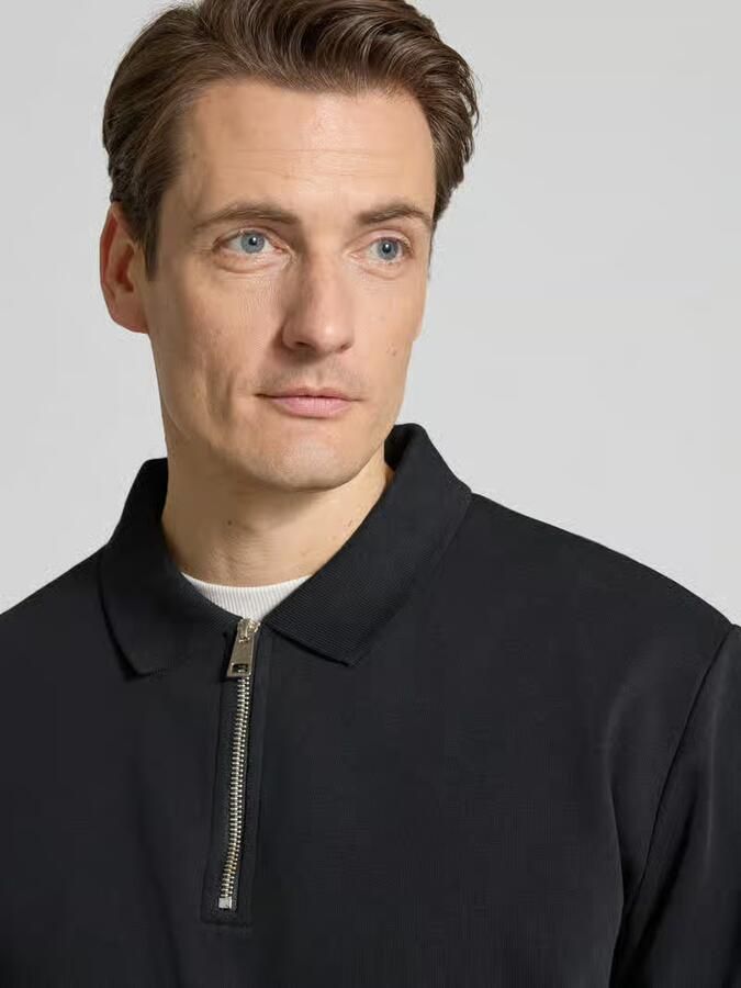 Lindbergh Sweatshirt met polokraag en ritssluiting