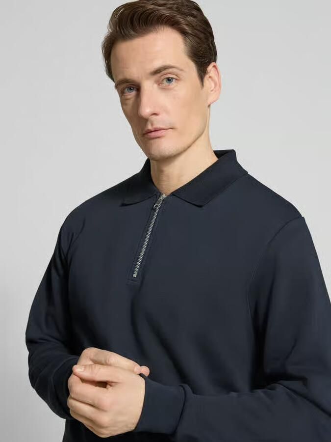 Lindbergh Sweatshirt met polokraag en ritssluiting
