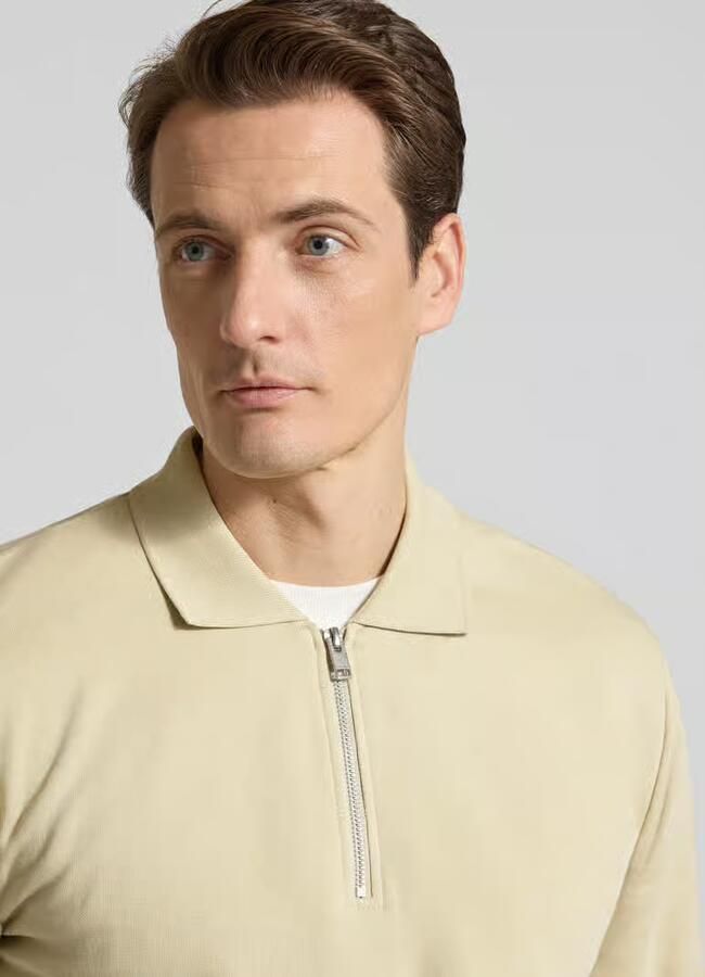 Lindbergh Sweatshirt met polokraag en ritssluiting