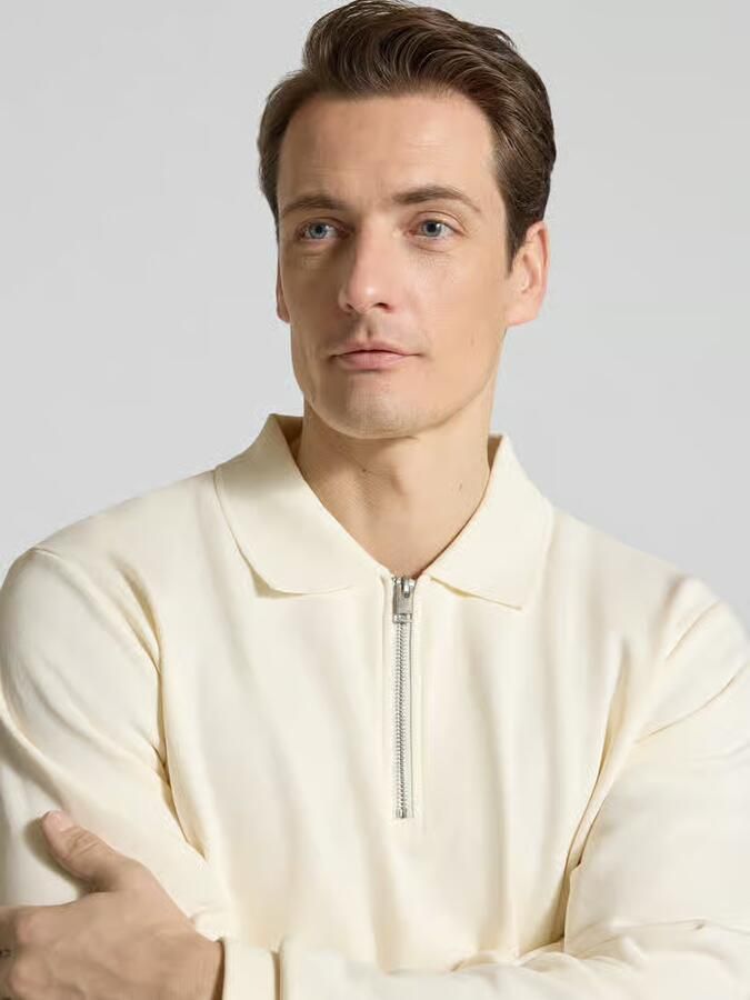 Lindbergh Sweatshirt met polokraag en ritssluiting