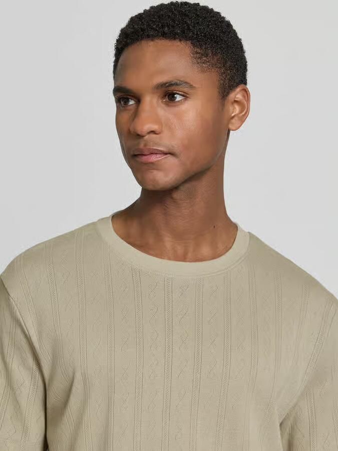 Lindbergh T-shirt in jacquard knitwear met ronde hals