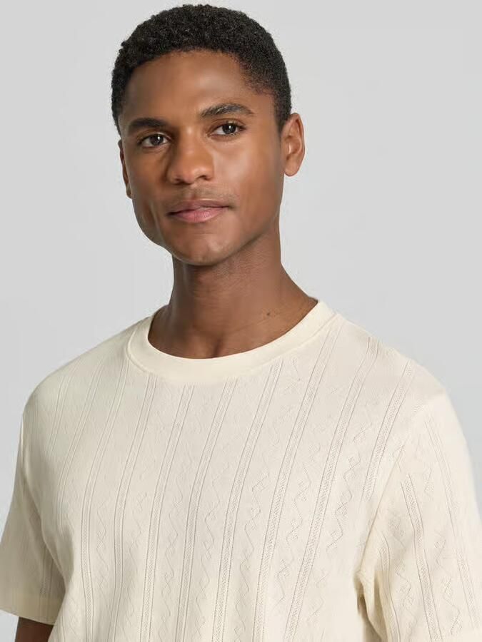 Lindbergh T-shirt in jacquard knitwear met ronde hals