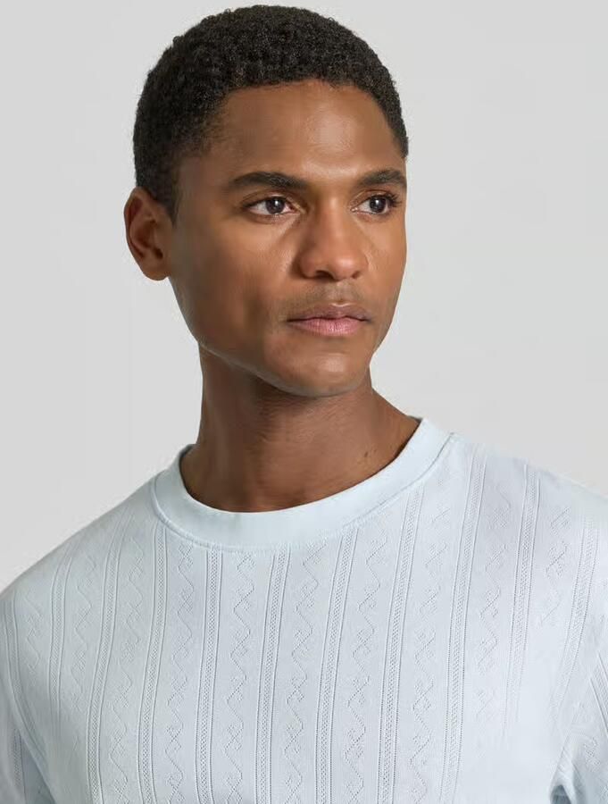 Lindbergh T-shirt in jacquard knitwear met ronde hals