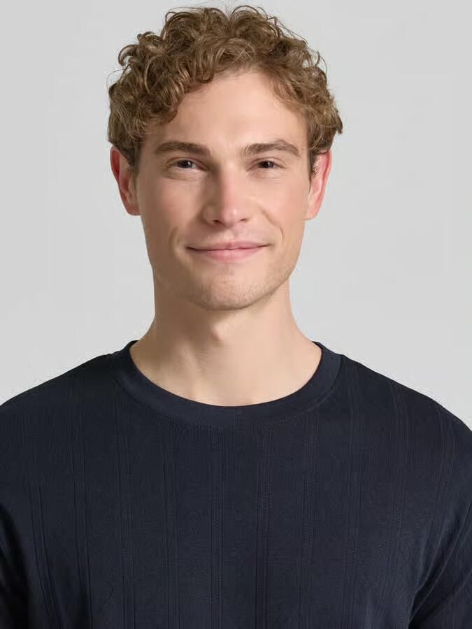Lindbergh T-shirt in jacquard knitwear met ronde hals