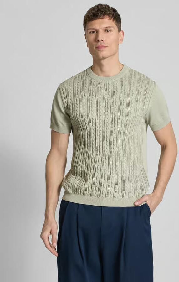 Lindbergh T-shirt met kabelpatroon - Foto 2