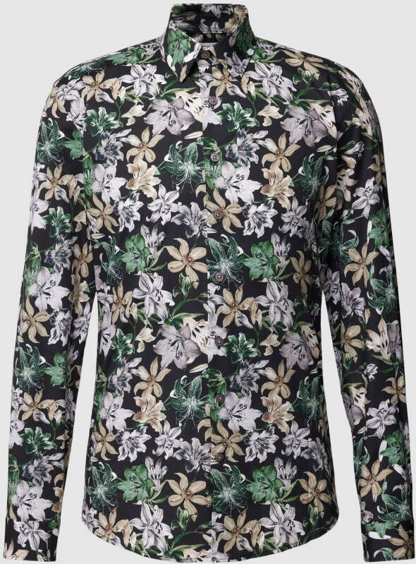 Lindbergh Slim fit vrijetijdsoverhemd met all-over motief model 'Superflex'