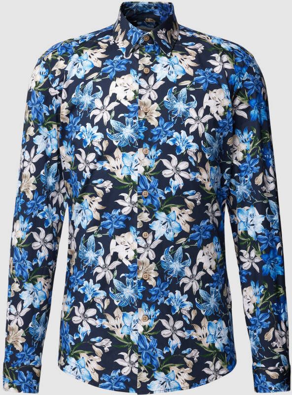 Lindbergh Slim fit vrijetijdsoverhemd met all-over motief model 'Superflex'