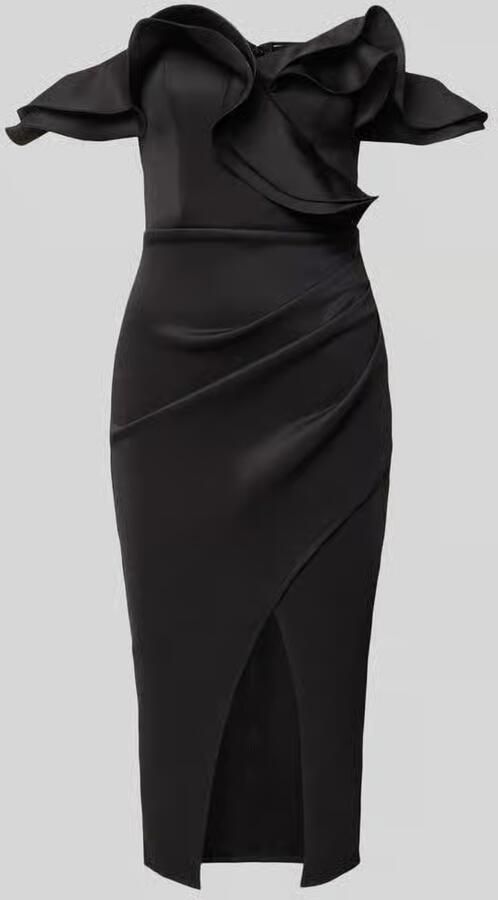 Lipsy Knielange cocktailjurk in off-shoulder-look met volants