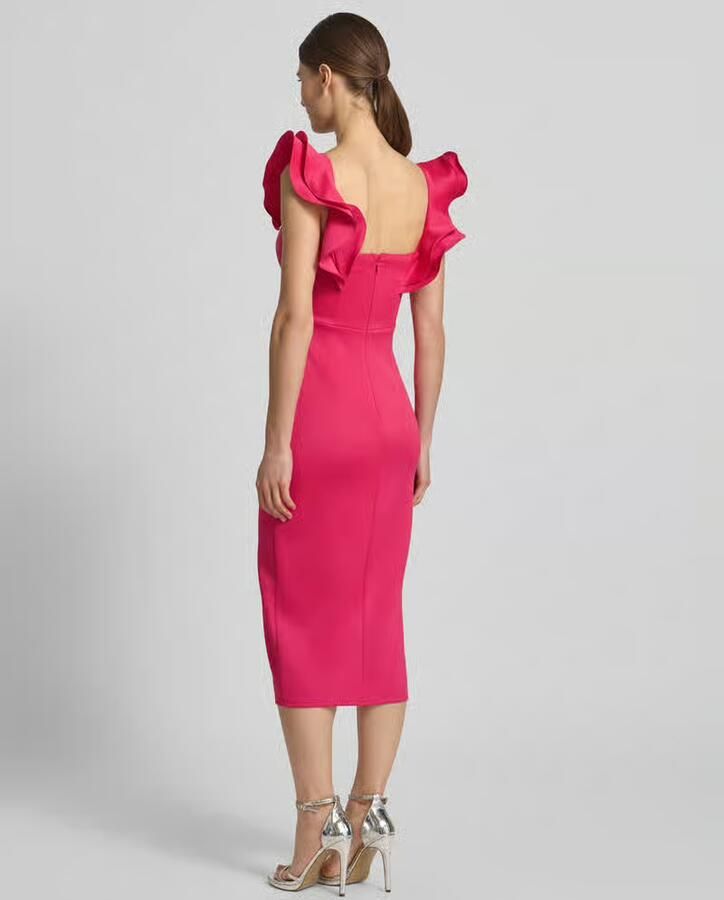 Lipsy Knielange cocktailjurk met volants - Foto 3