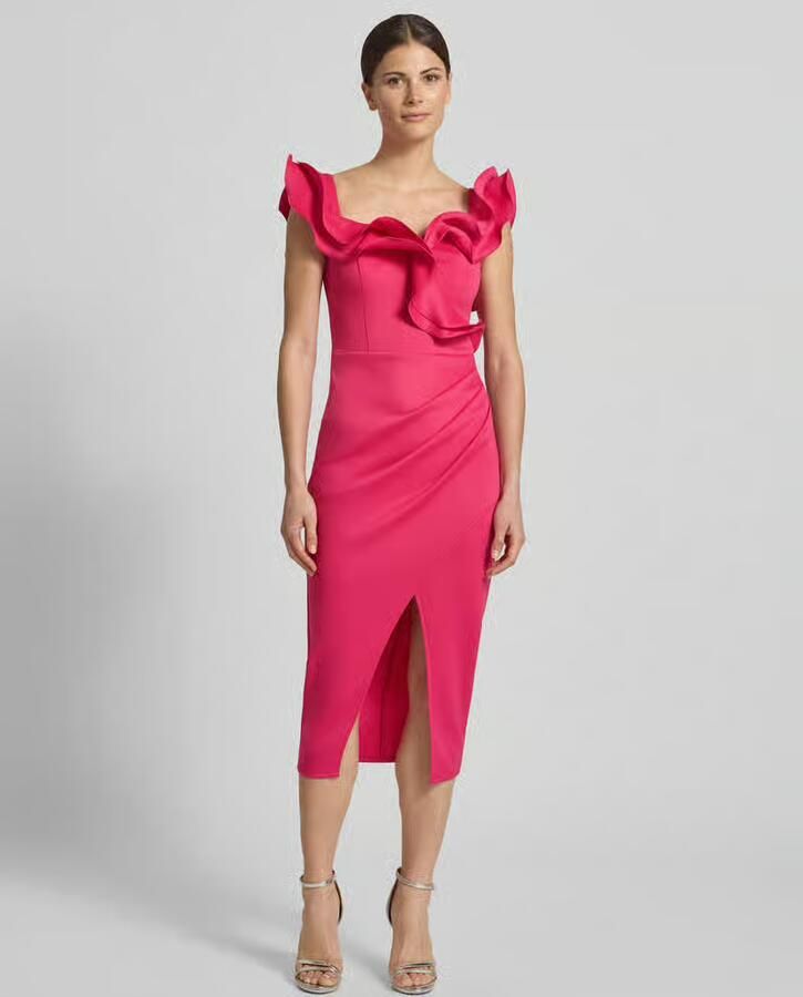 Lipsy Knielange cocktailjurk met volants - Foto 2
