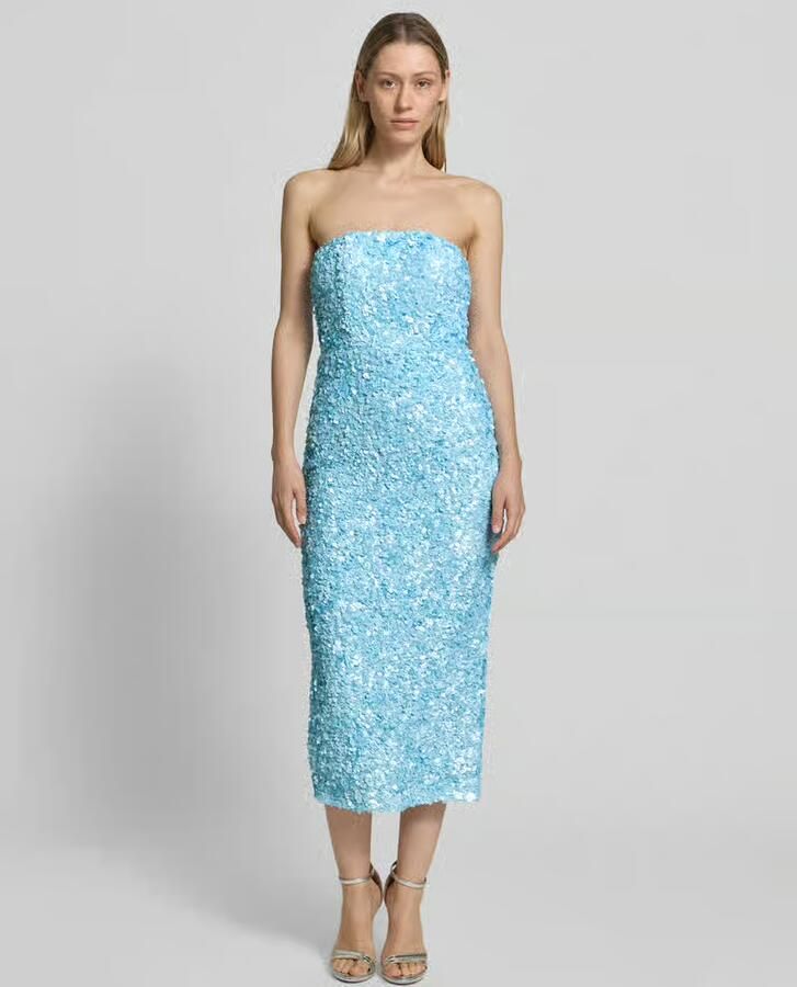 Little Mistress midi-jurk in off-shoulder-look met pailletten - Foto 3