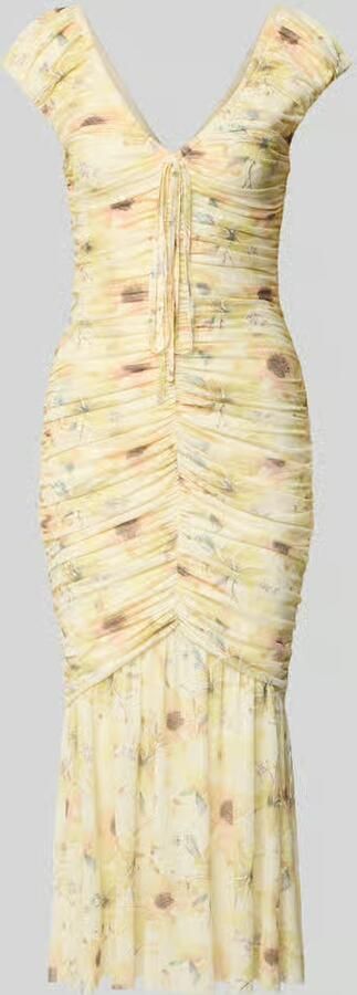 Little Mistress midi-jurk met draperingen en V-hals - Foto 2