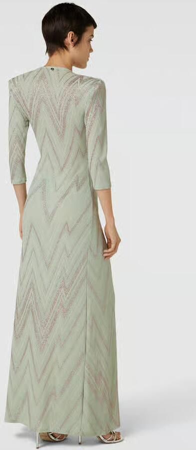 Liu Jo Lange Jurk met Chevron Print en Lurex Details Green Dames