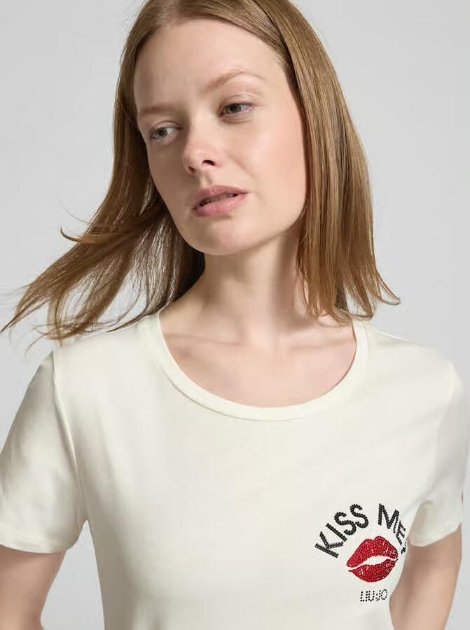LIU JO SPORT Regular fit T-shirt van puur katoen met strass-steentjes - Foto 2
