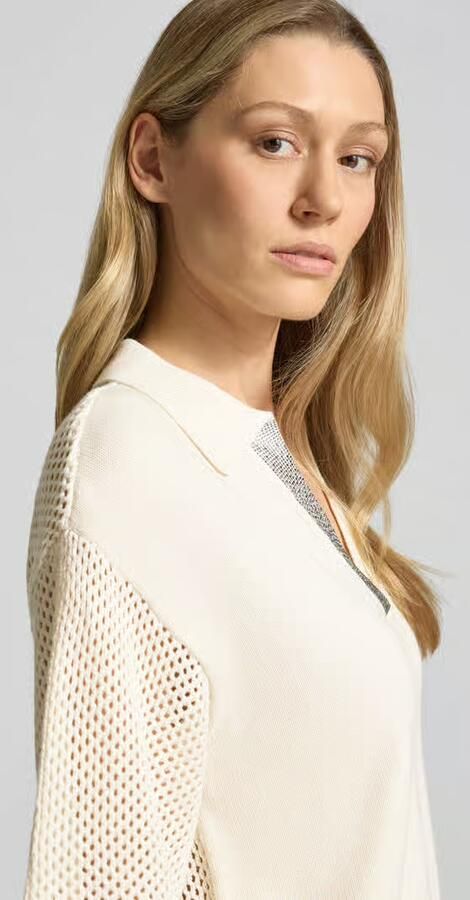 Liu Jo Sport relaxed fit poloshirt in tricotlook met strass-steentjes