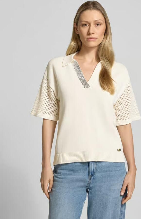 Liu Jo Sport relaxed fit poloshirt in tricotlook met strass-steentjes - Foto 2