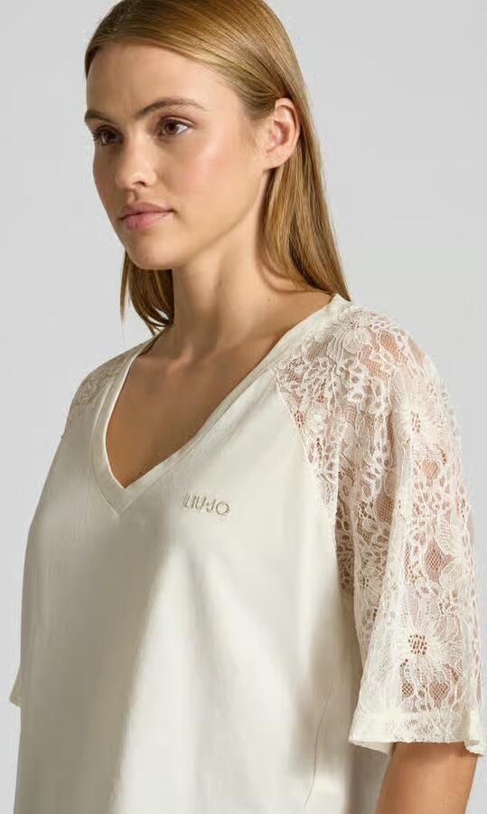 Liu Jo Sport T-shirt met kant en gestikt logo