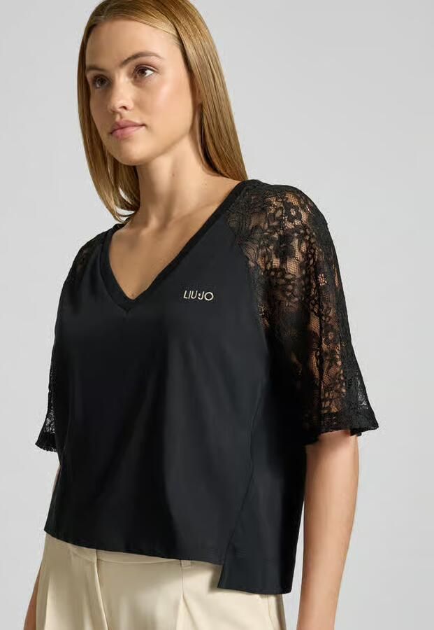 Liu Jo Sport T-shirt met kant en gestikt logo