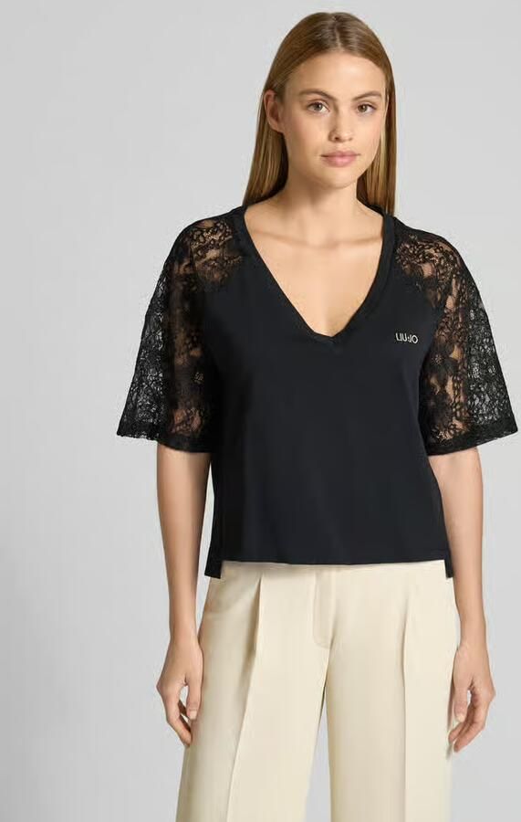 Liu Jo Sport T-shirt met kant en gestikt logo - Foto 3