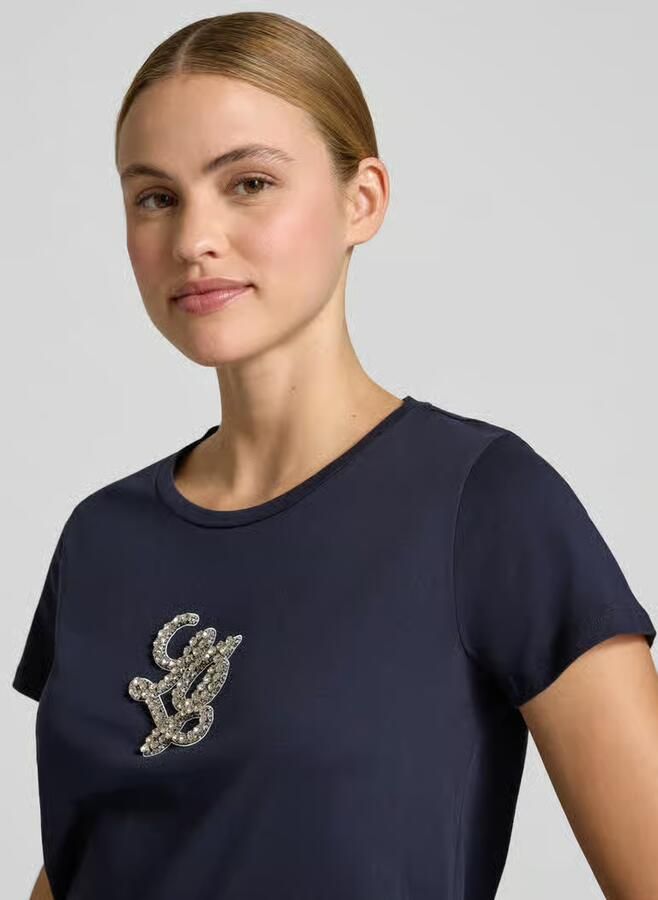 Liu Jo Sport T-shirt met ronde hals en met strass-steentjes