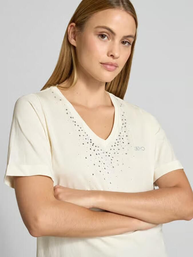 Liu Jo Sport T-shirt met strasssteentjes en V-hals