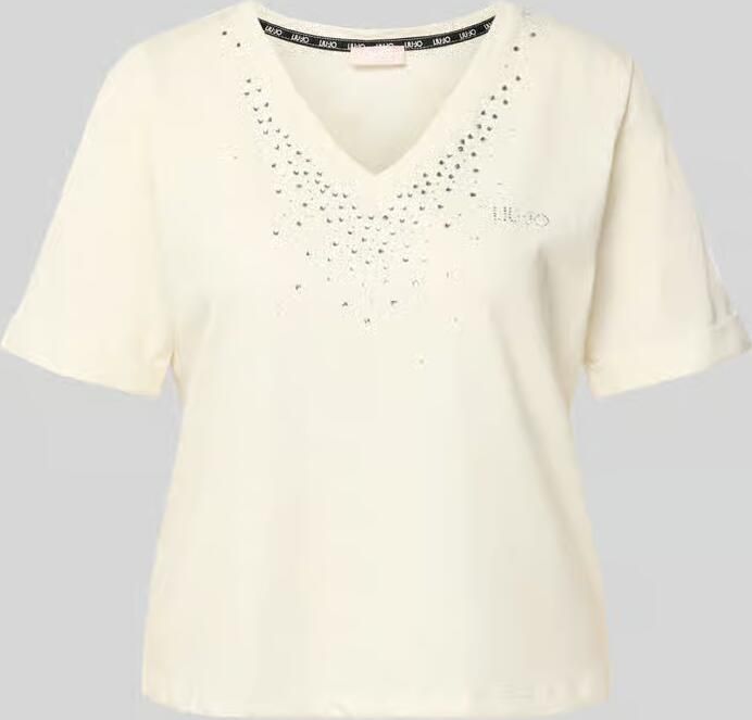 Liu Jo Sport T-shirt met strasssteentjes en V-hals - Foto 2