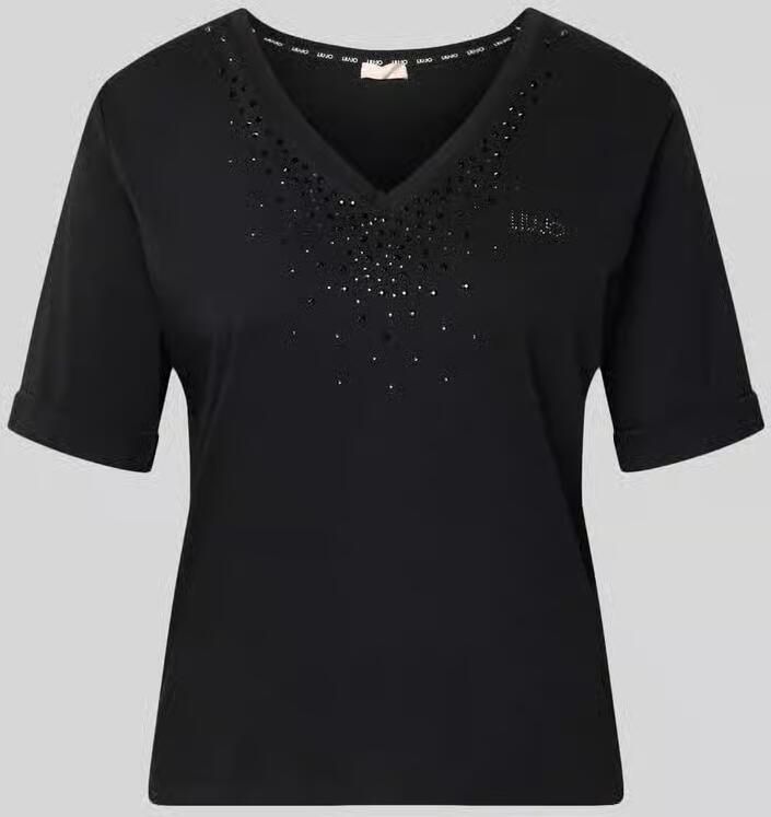 Liu Jo Sport T-shirt met strasssteentjes en V-hals - Foto 2