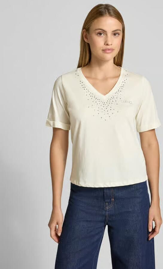 Liu Jo Sport T-shirt met strasssteentjes en V-hals - Foto 2
