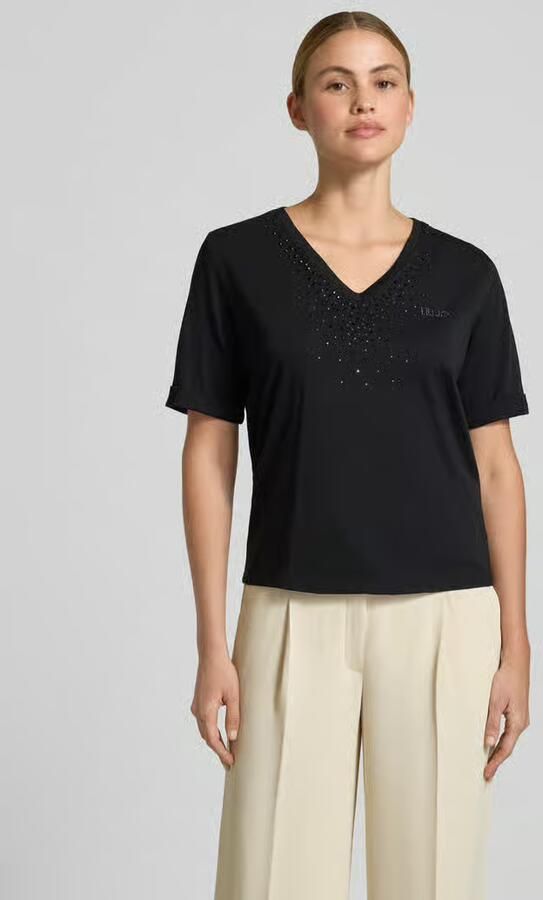 Liu Jo Sport T-shirt met strasssteentjes en V-hals - Foto 2