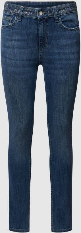 Liu Jo Slim-Fit Blauwe Jeans met Branding en Stenen Blauw Dames