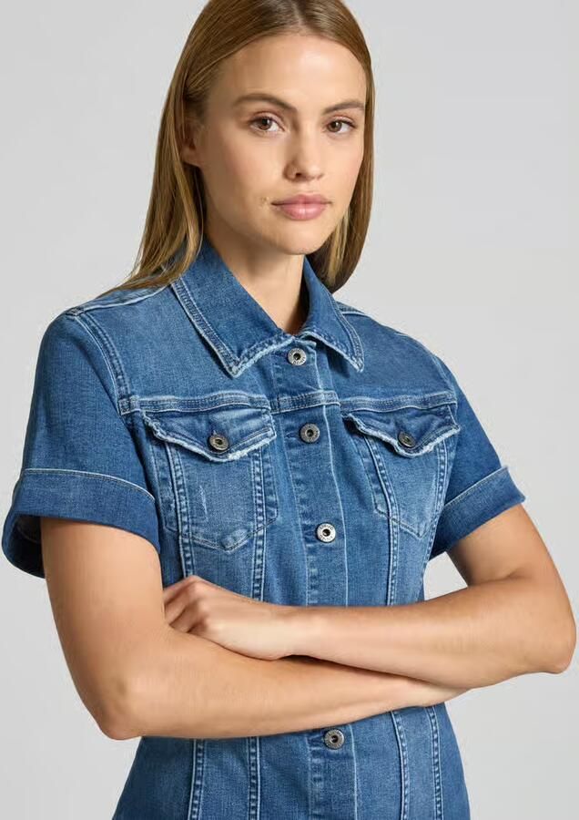 Liu Jo White Denimjurk met franjeszoom en knoopsluiting