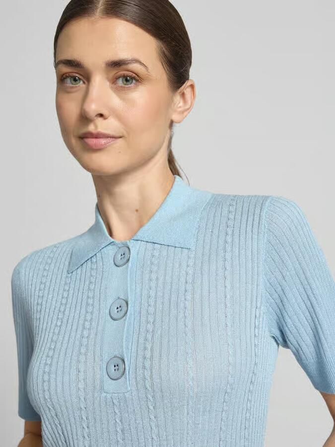 Liu Jo White Gebreid shirt met polokraag en knoopsluiting