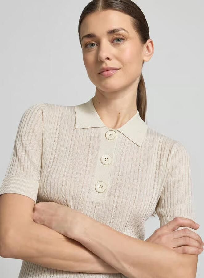 Liu Jo White Gebreid shirt met polokraag en knoopsluiting