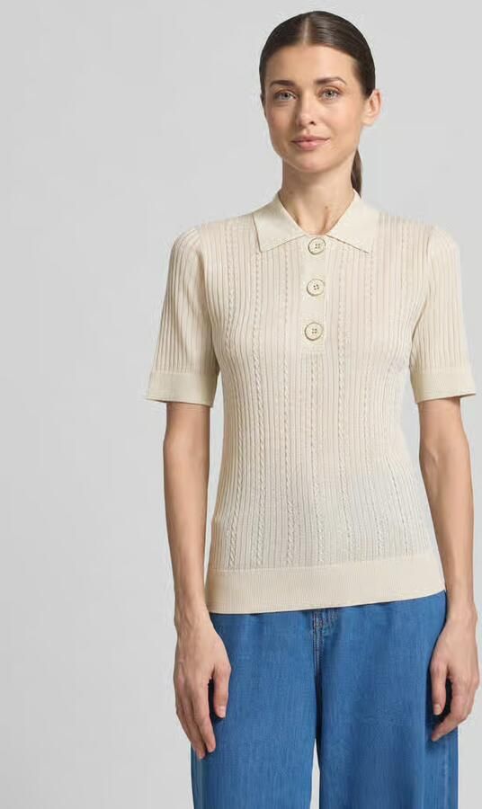 Liu Jo White Gebreid shirt met polokraag en knoopsluiting - Foto 3