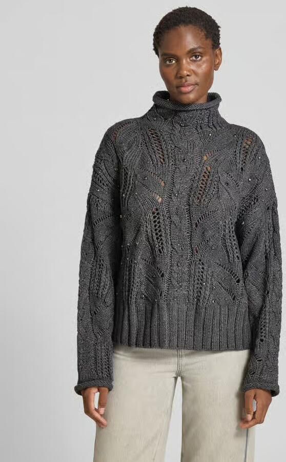Liu Jo White Gebreide pullover met ajourpatroon