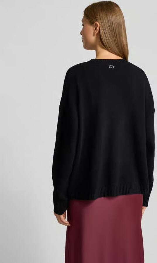 Liu Jo White Oversized wollen pullover van zuivere lanawol
